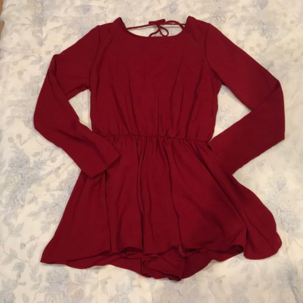 ~2 for $15~ Low Back Burgundy Romper